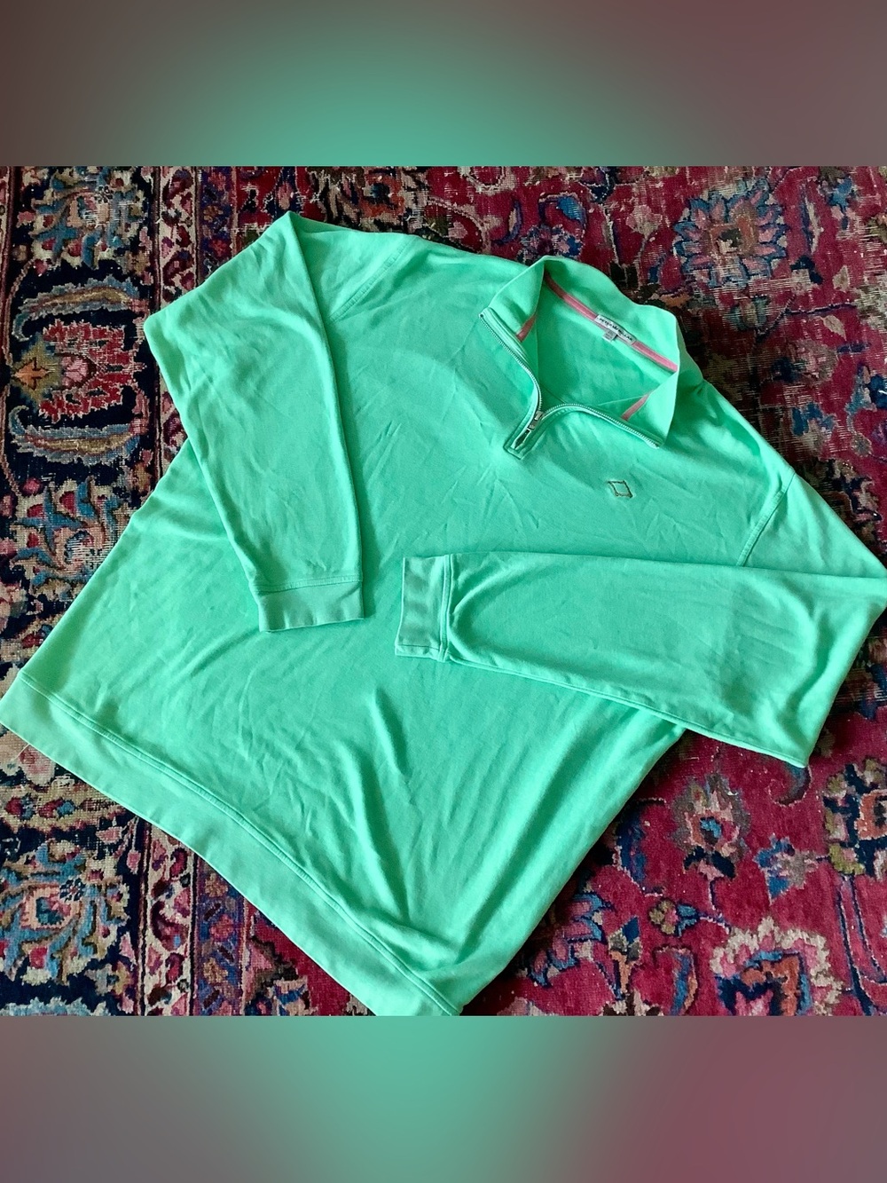 Peter Millar Men's Mint Green Quarter-Zip Pullover Sz XXL